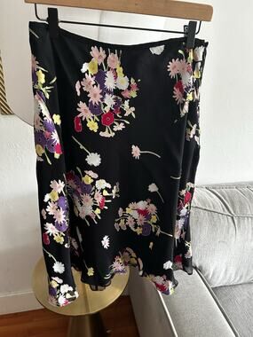 Y2K Silk Floral Skirt 10P Whimsigoth Dark Fairy Romance Cottage